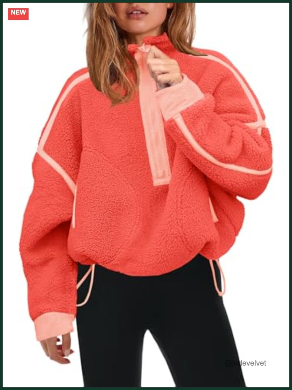 Women's Half Zip Fleece Pullover Sherpa Jacket Cozy Winter Sweatshirt